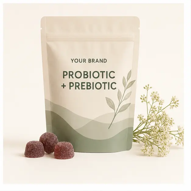Probiotic + Prebiotic Gummies YOUR BRAND private-label gummy packaging concept