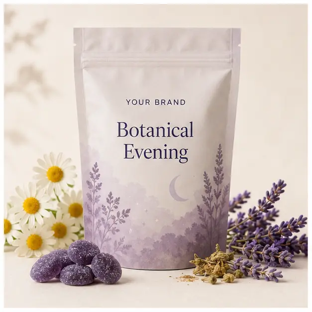 Botanical Evening Gummies YOUR BRAND private-label gummy packaging concept