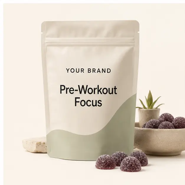Pre-Workout Focus Gummies YOUR BRAND private-label gummy packaging concept
