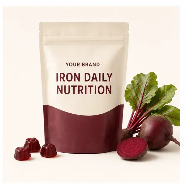 Iron Daily Nutrition Gummies YOUR BRAND private-label gummy packaging concept