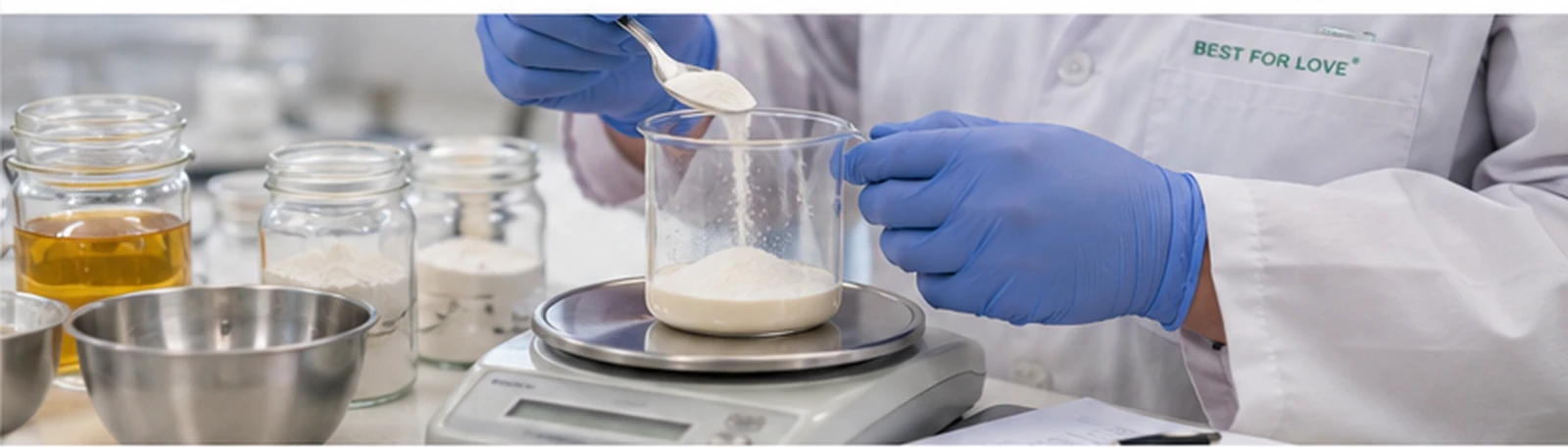 Functional gummy formulation work with ingredients and laboratory glassware